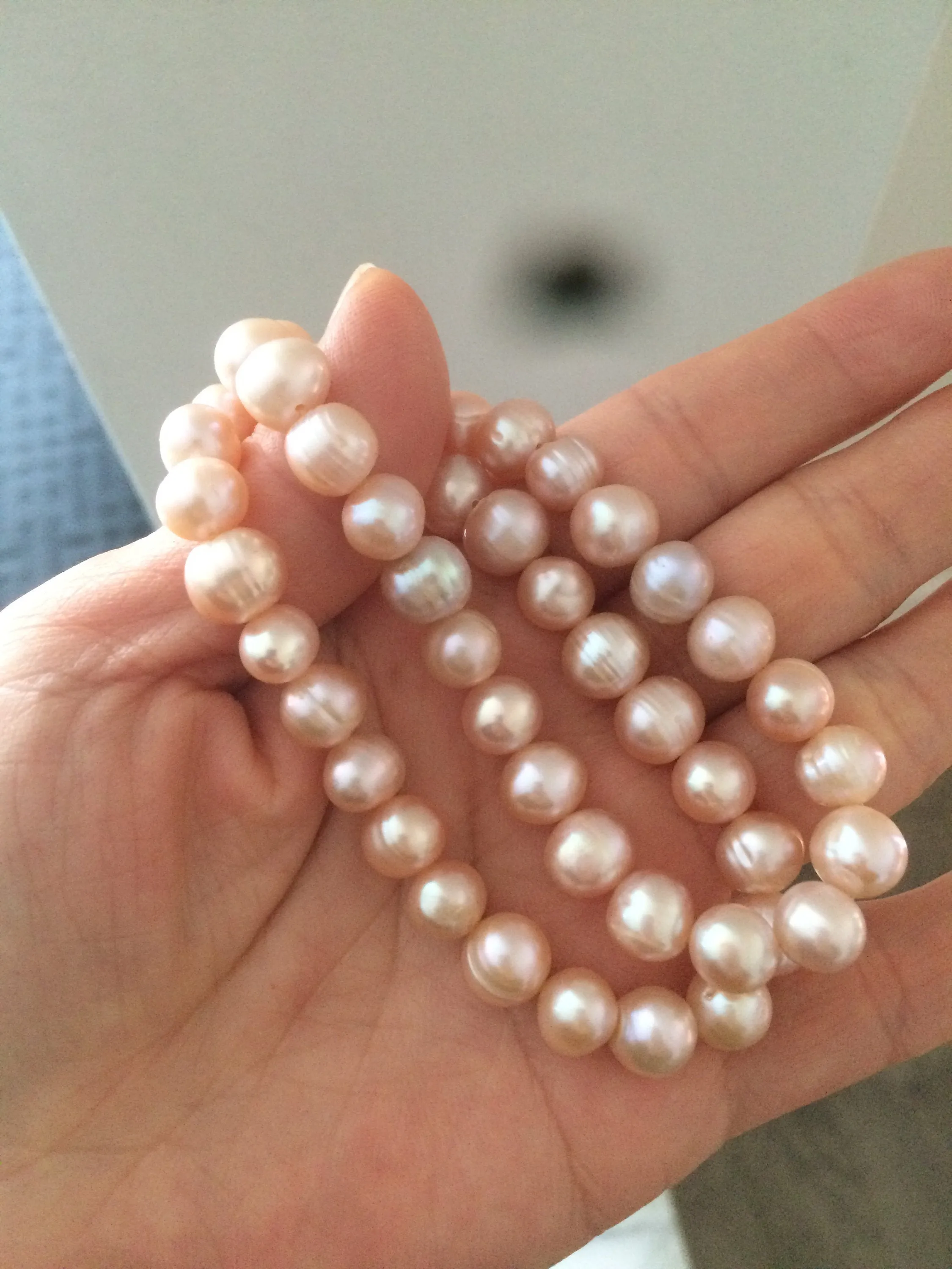 2 pieces Genuine cultured 8-8.5mm freshwater high luster reflective pink pearl bracelet PB-2