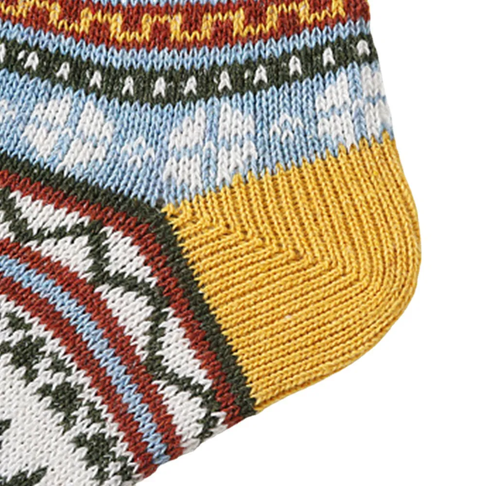 5 Pairs Women Wool Cotton Thickened Geometric Striped Dot Pattern Breathable Warmth Socks Tube Sock