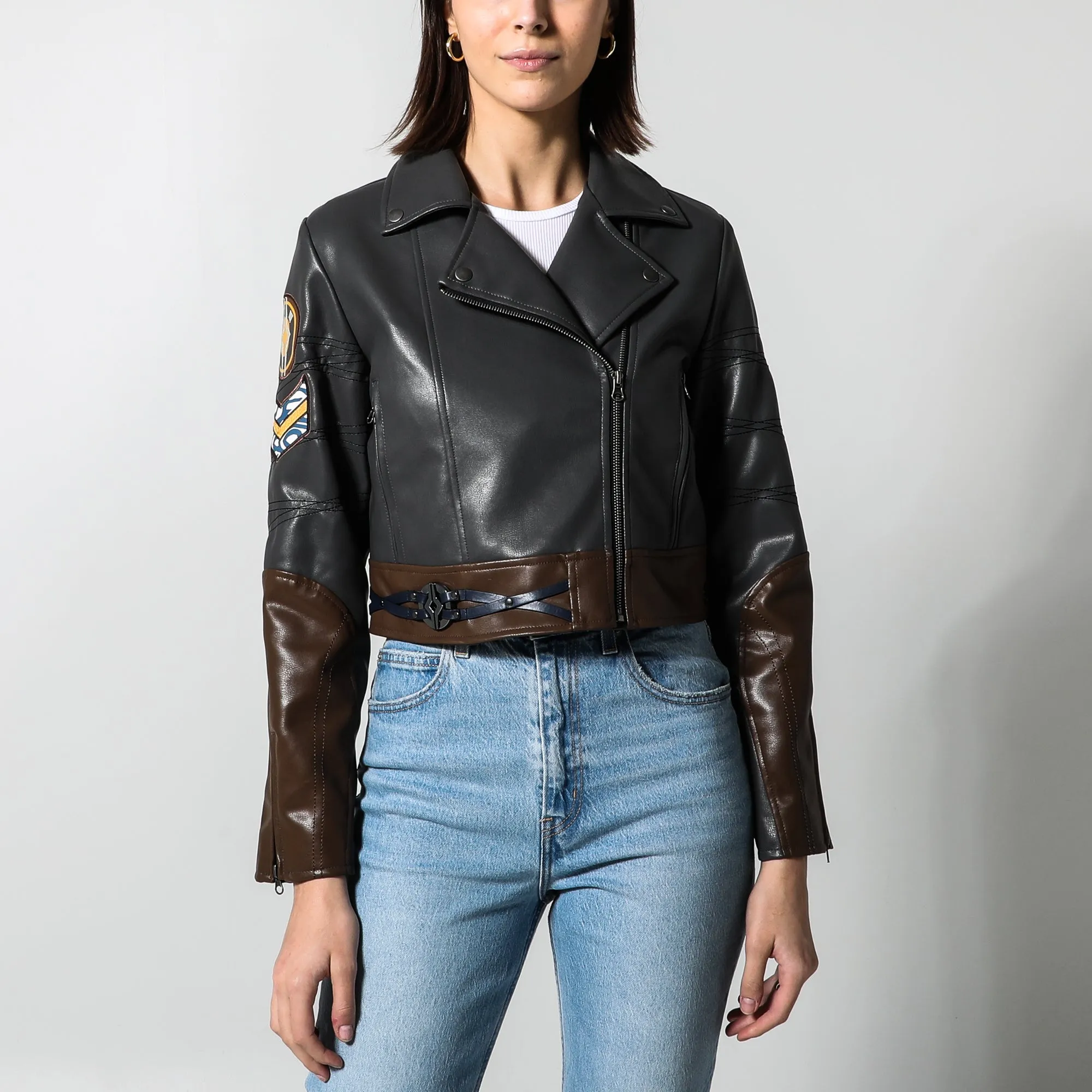 Ahsoka Faux Leather Cropped Moto Jacket