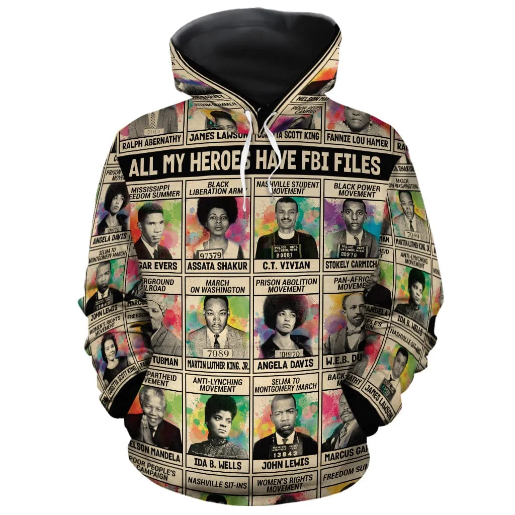 All My Heroes Have FBI Files All-over Hoodie And Joggers Set