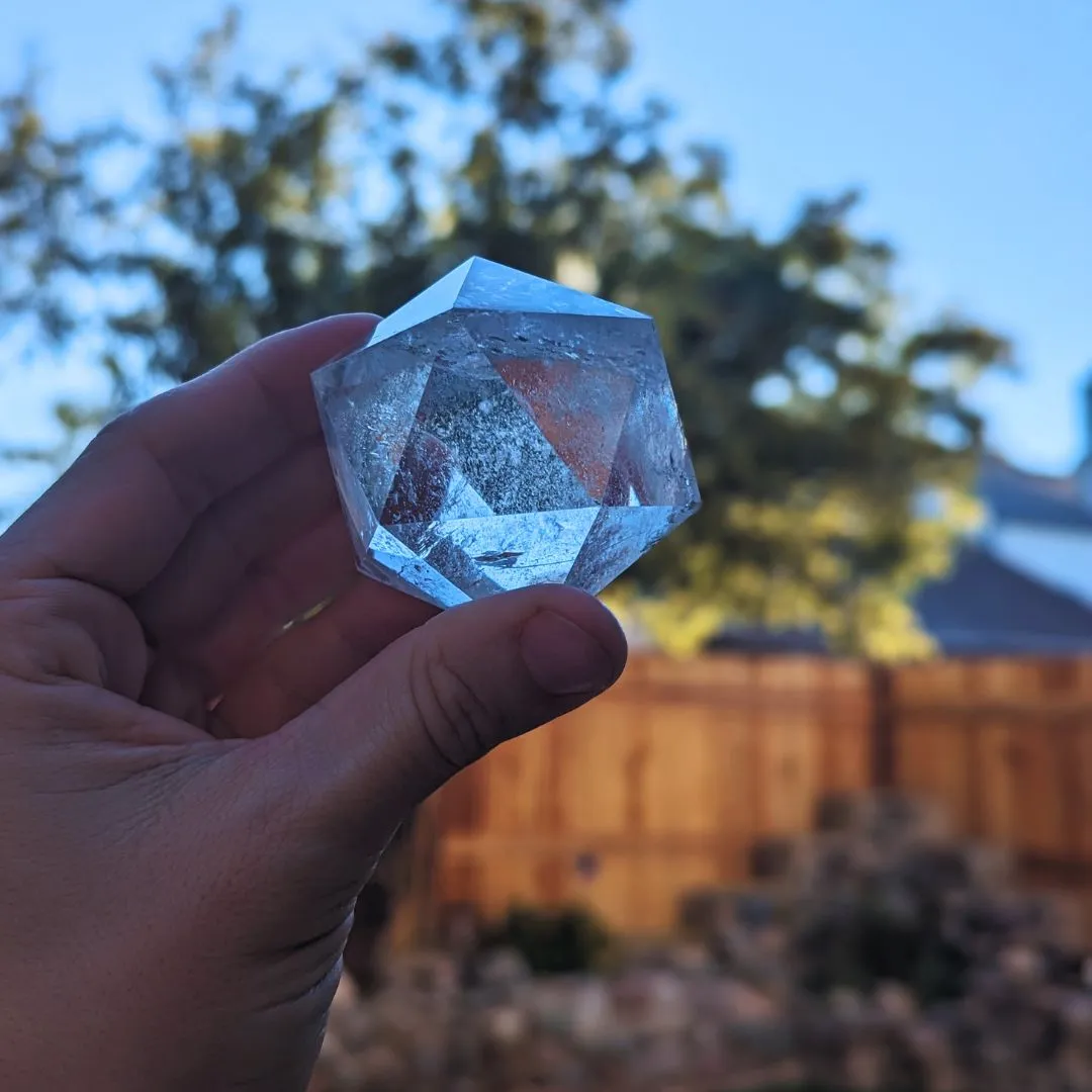 Amazing Clarity Natural Brazilian Quartz Platonic Solids 6 piece Set ~Tucson Exclusive Large Carved Sacred Geometry Set Clear Quartz from Brazil