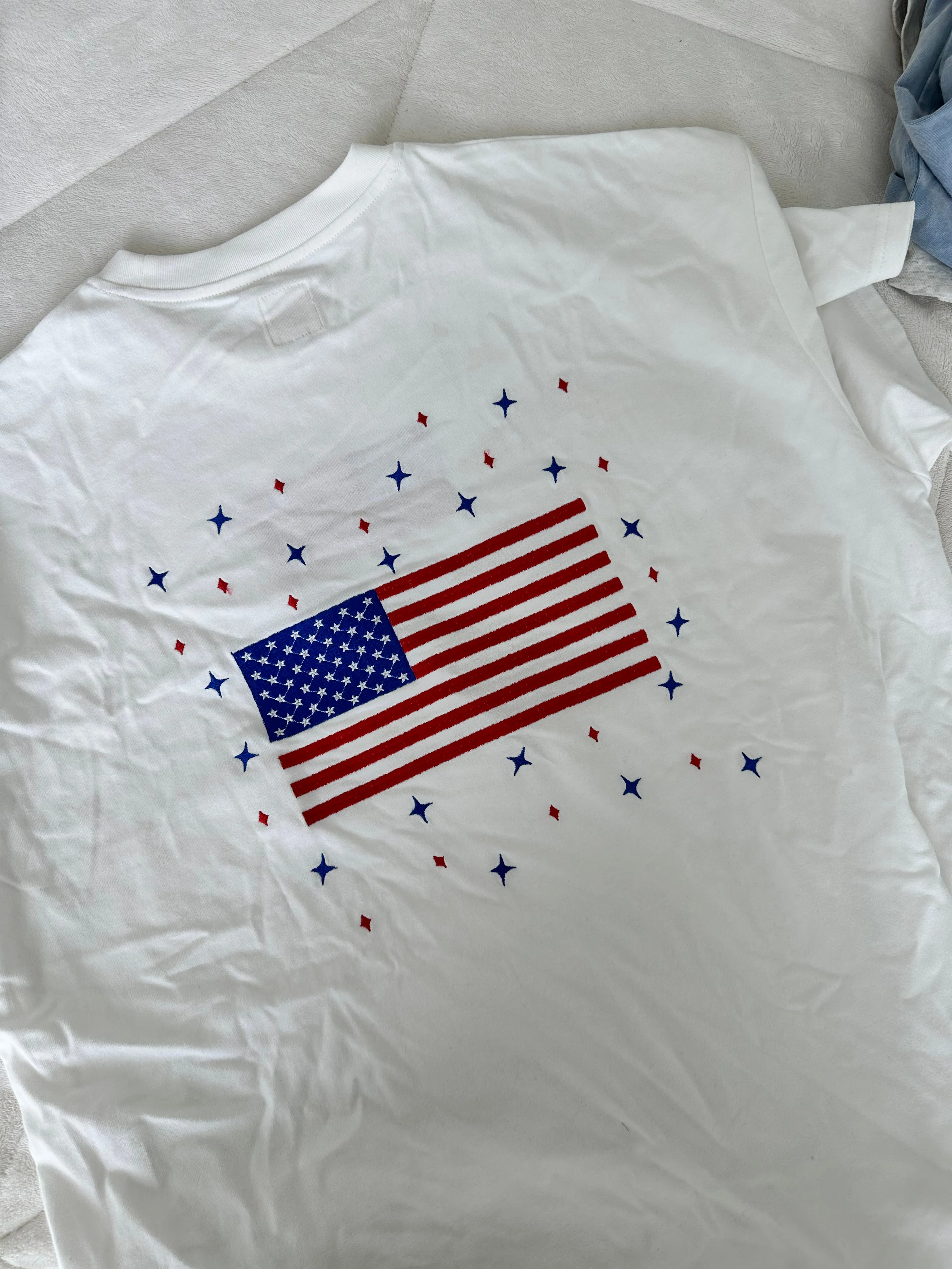 American Flag Embroider Star Tee