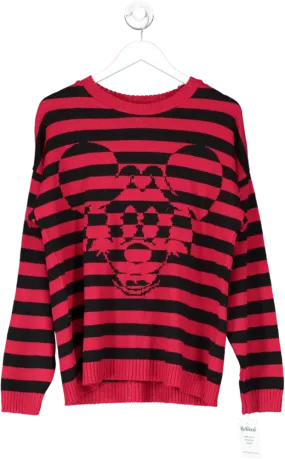 ASOS Red Punk Oversized Jumper In Stripe With Mickey Mouse Pattern UK S