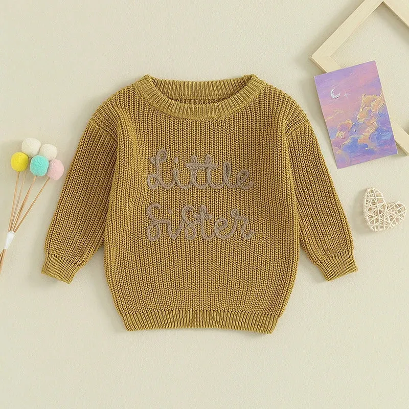 Baby Girls Deluxe Sweater - LITTLE SISTER - to 18M