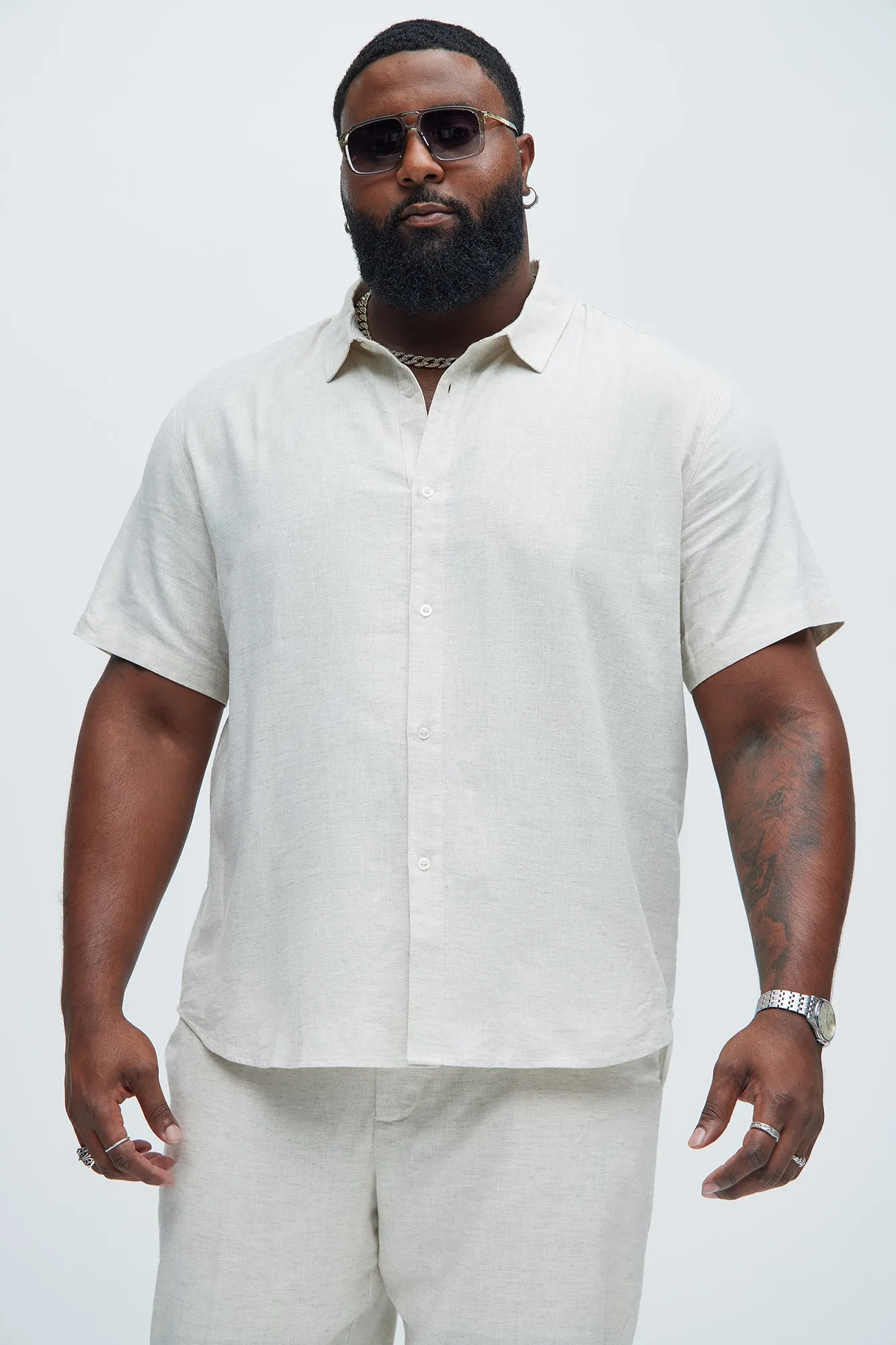 Bahamas Linen Classic Button Up Shirt - Oatmeal