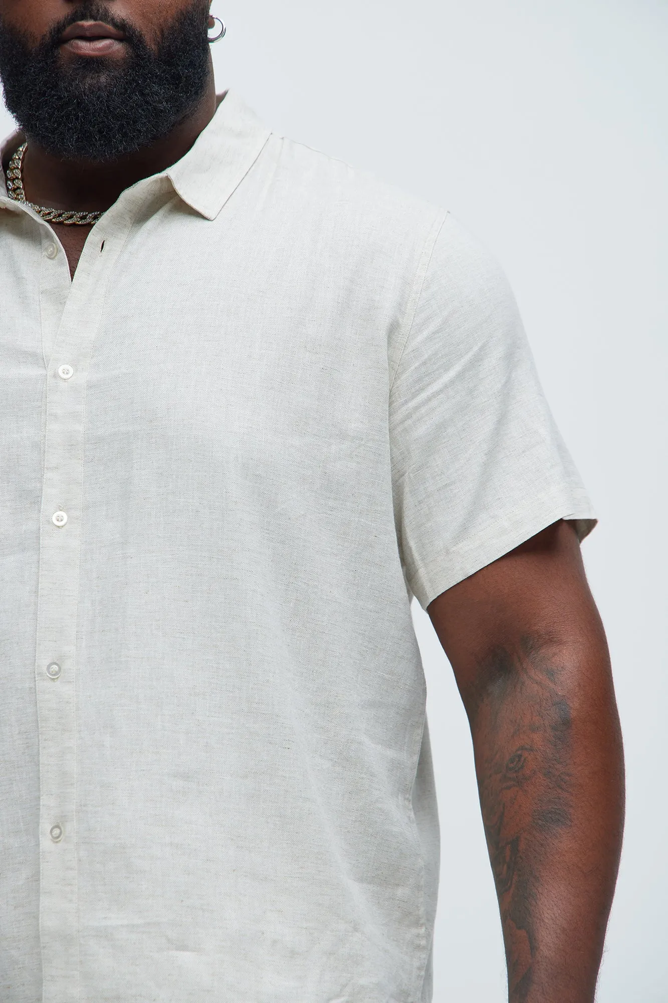 Bahamas Linen Classic Button Up Shirt - Oatmeal