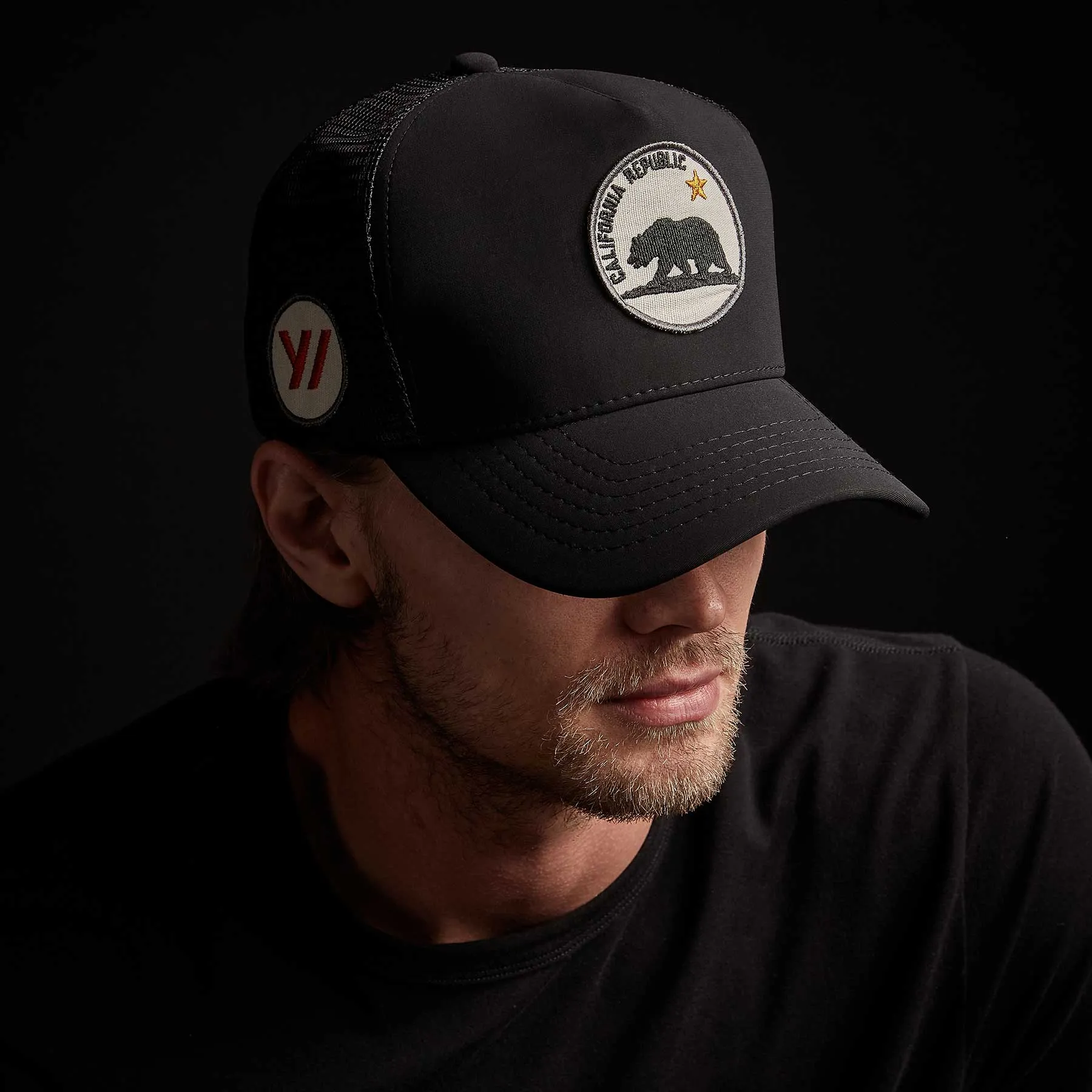 Bear Patch Trucker Hat - Black