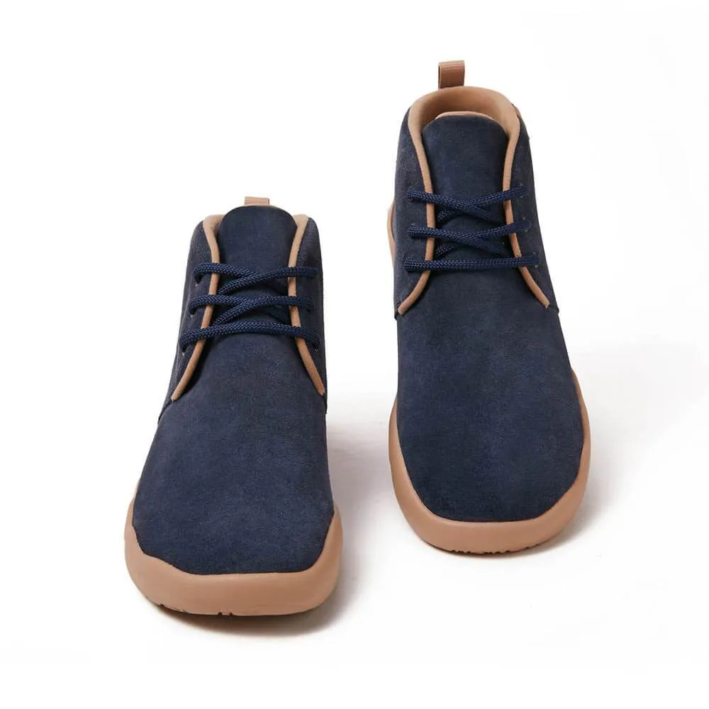 Bilbao Deep Blue Cow Suede Lace-up Boots Men