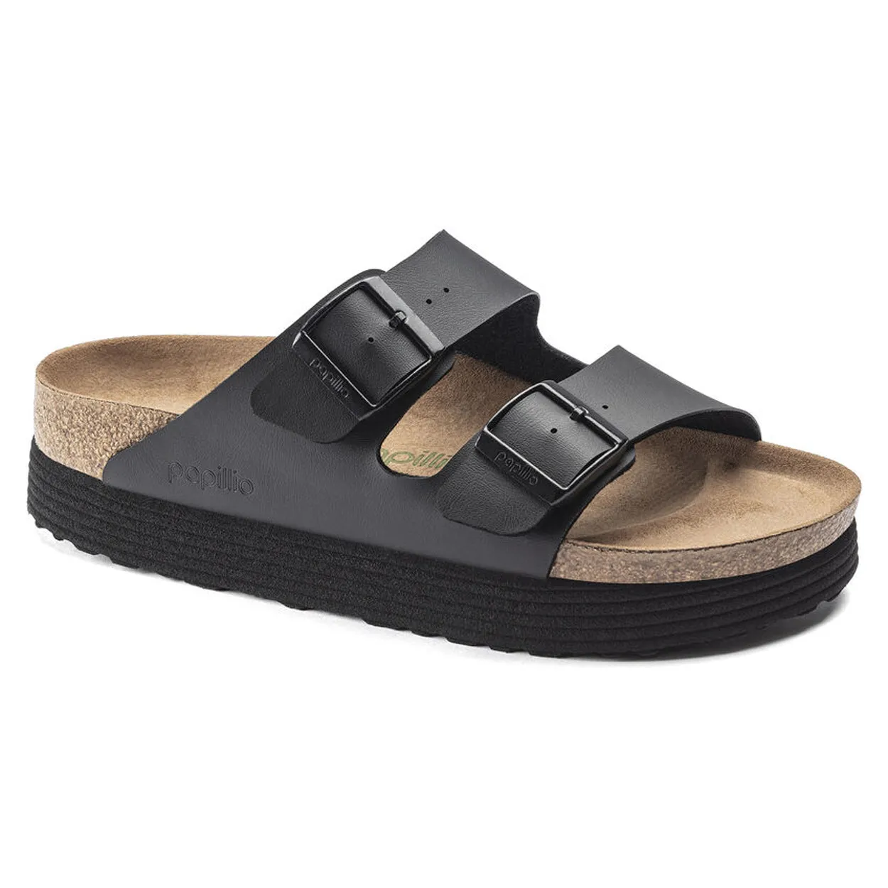 Birkenstock Women's Arizona Platform Vegan Birko-Flor (Black - Narrow Fit)