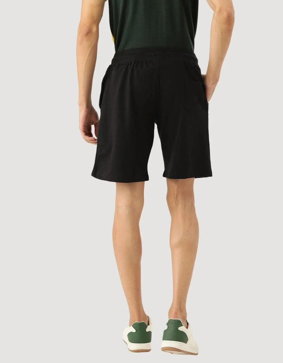 Black Regular Fit Solid Shorts