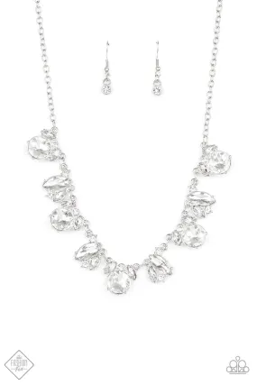 BLING To Attention White Rhinestone Necklace - Paparazzi Accessories