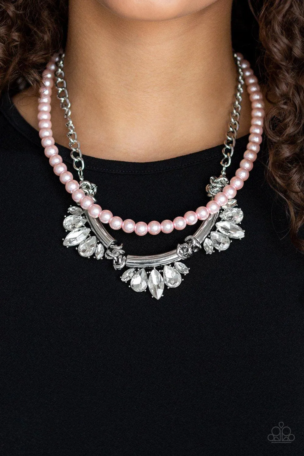 Bow Before the Queen Pink Pearl Necklace - Paparazzi Accessories