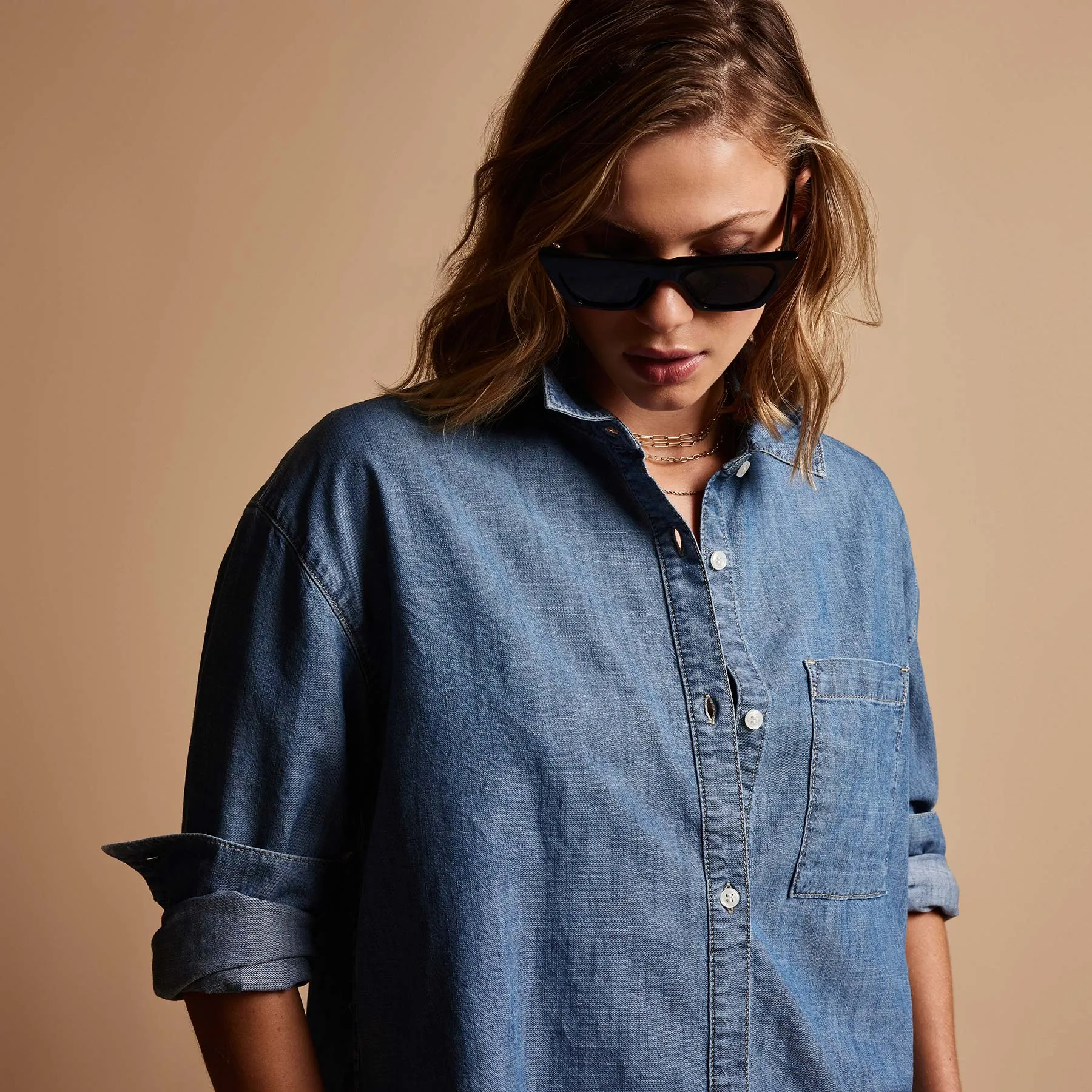 Boxy Denim Shirt - Light Wash