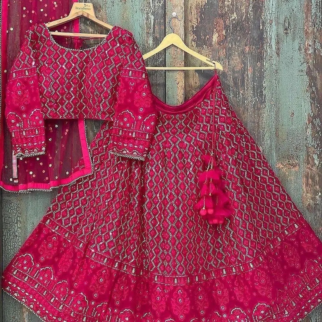 BRIDAL-SEQUVANCE-GEORGETTE-PINK-LEHNGHA-CHOLI