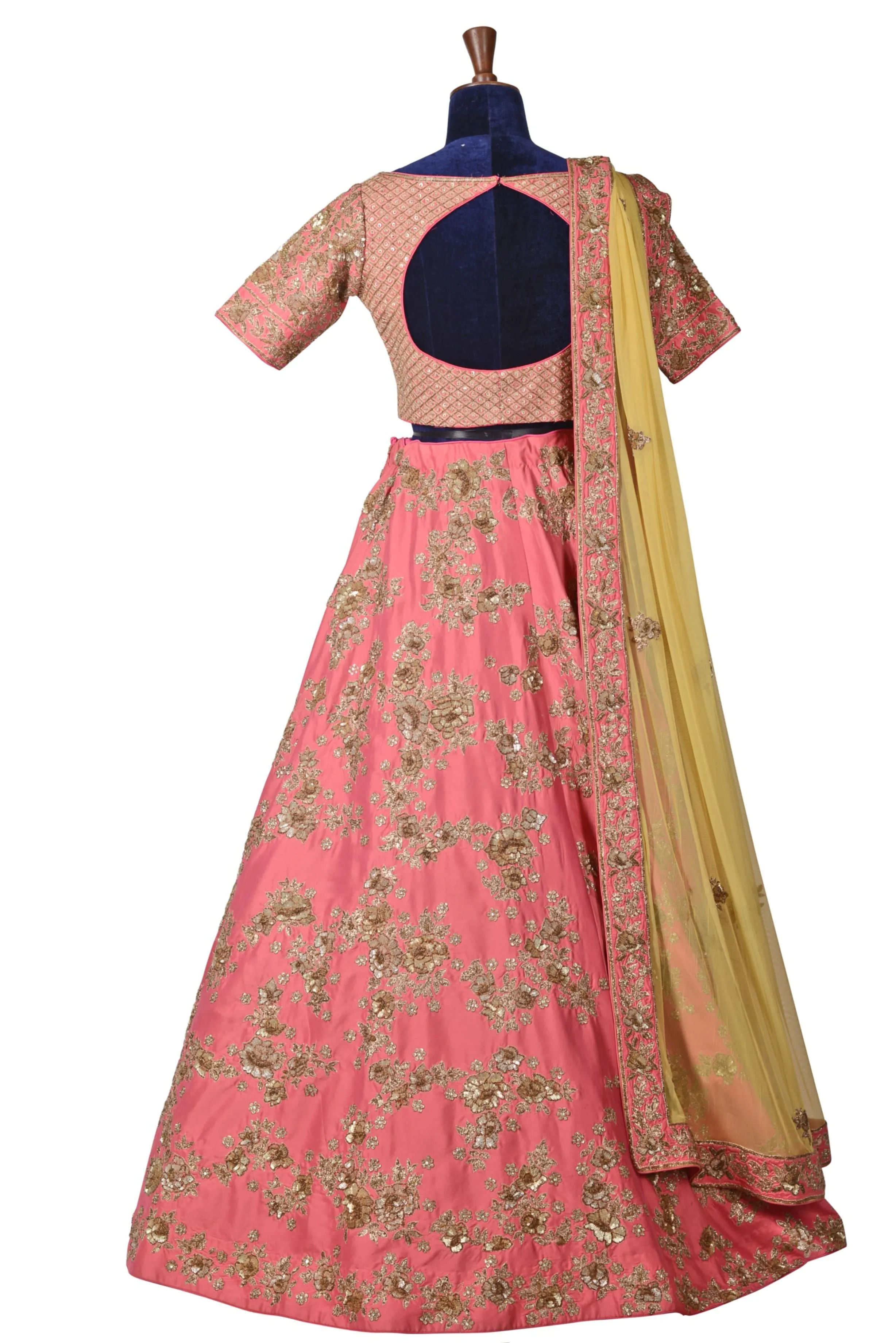 Bright pink lehenga set.