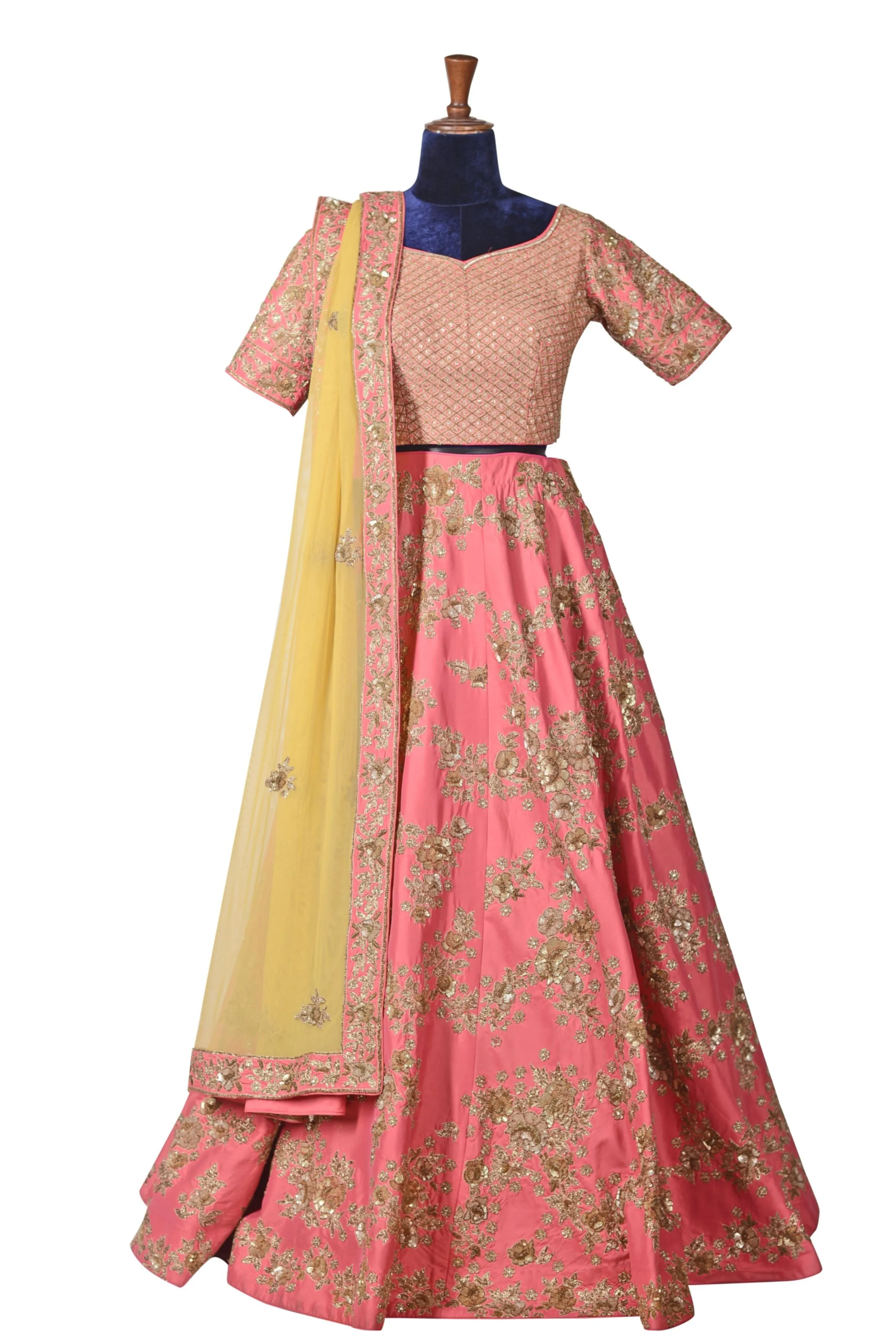 Bright pink lehenga set.