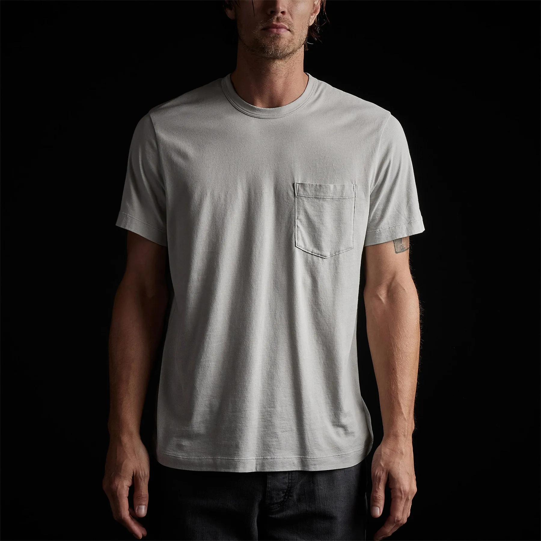 Brushed Lotus Jersey Pocket Tee - Aluminum