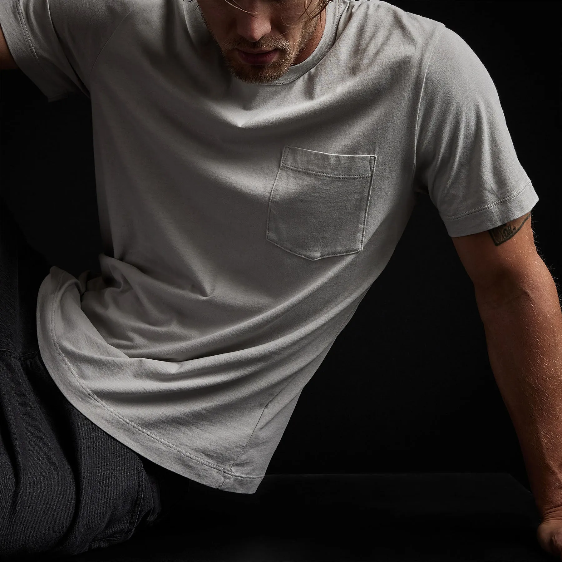 Brushed Lotus Jersey Pocket Tee - Aluminum