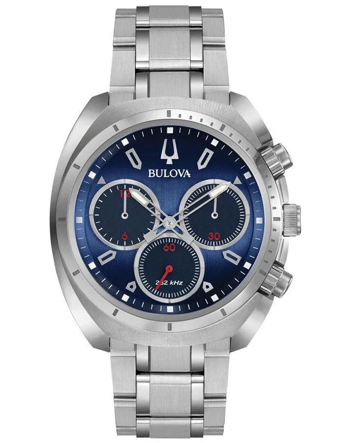 Bulova Mens Chronograph Curv - Stainless Steel - Bracelet - Blue Dial - 30m