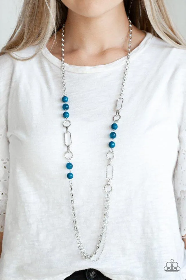 CACHE Me Out Blue and Silver Necklace - Paparazzi Accessories