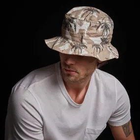 Camo Palm Print Bucket Hat - Desert