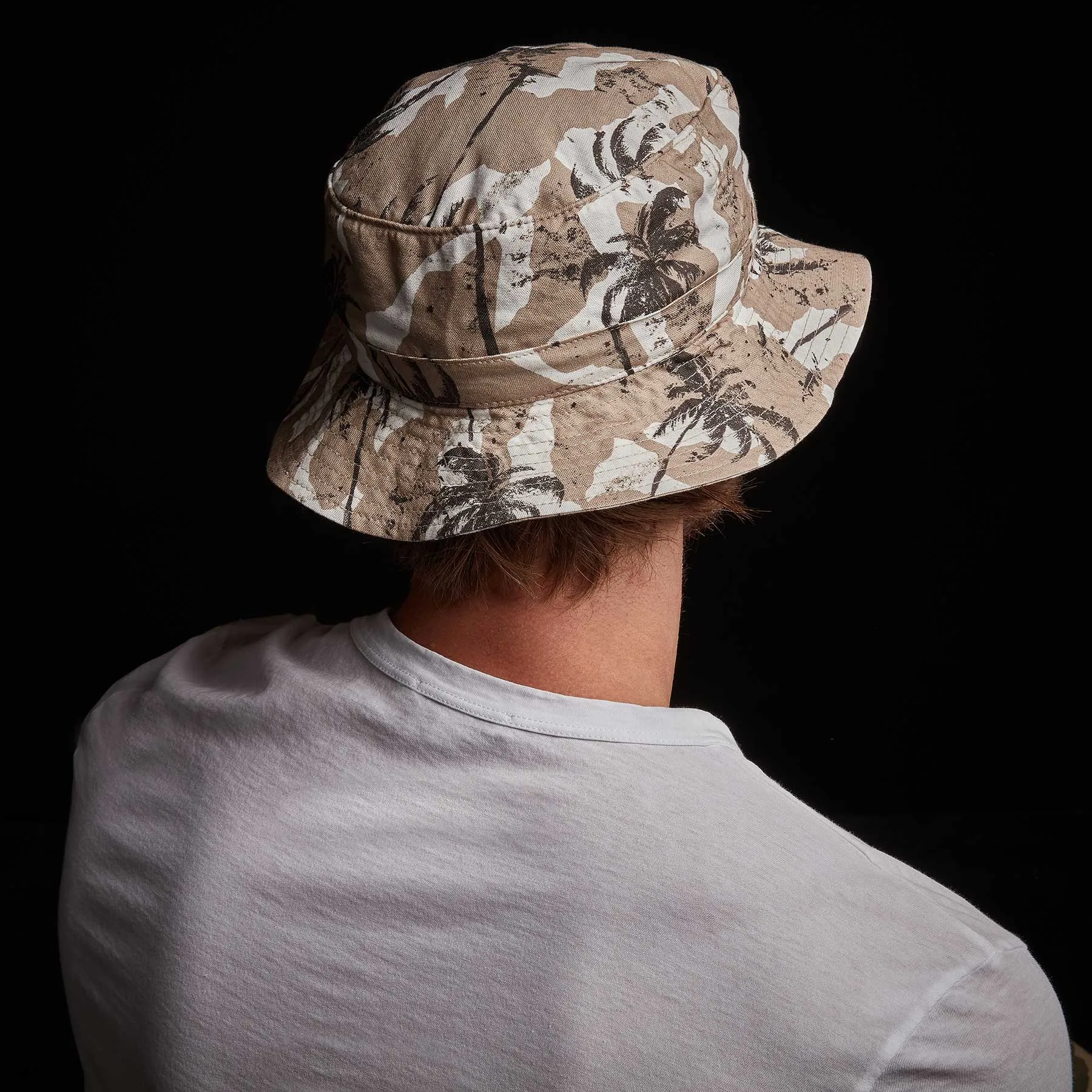 Camo Palm Print Bucket Hat - Desert