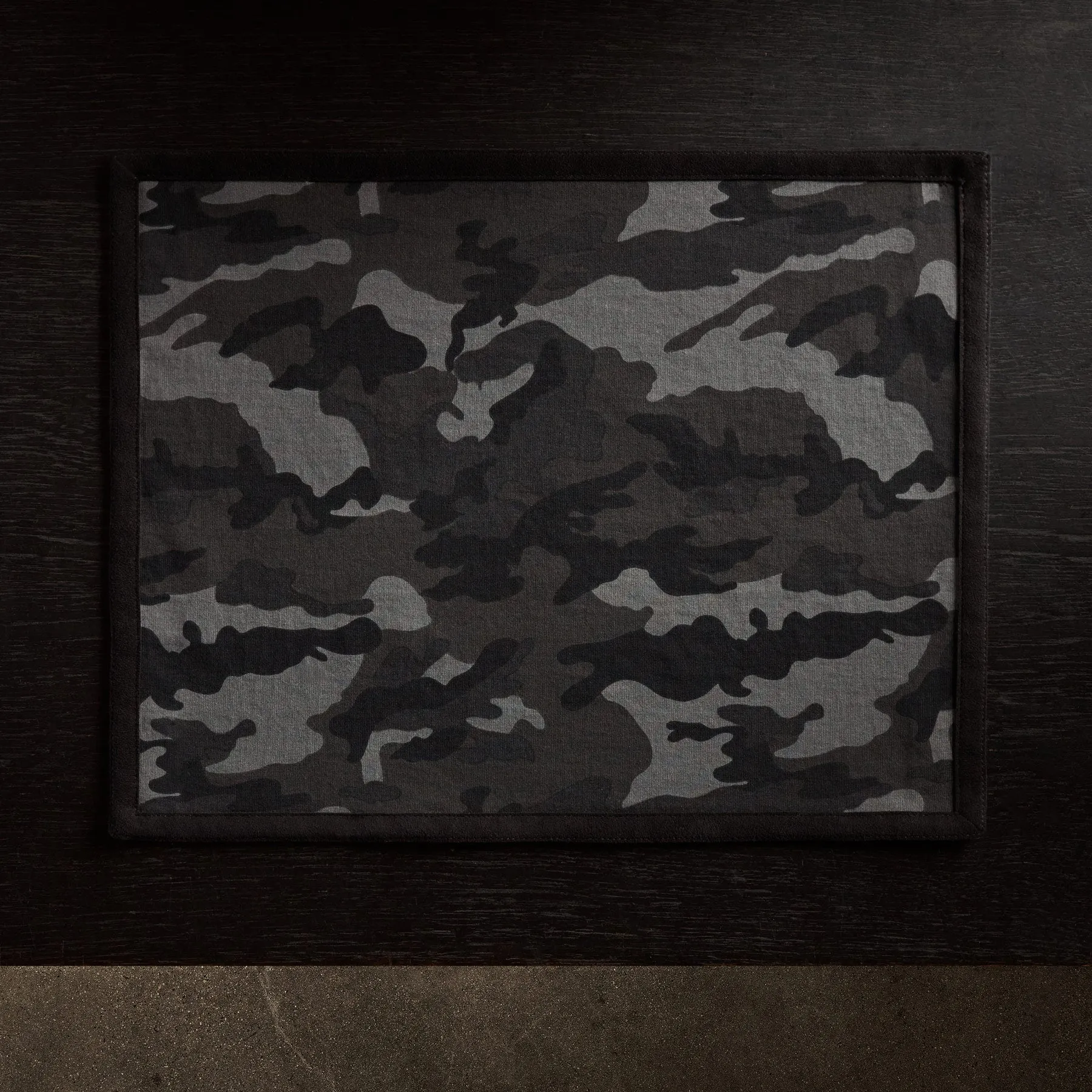 Camo Placemat with Suede Trim - Night Camo/Black