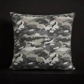 Camo Throw Pillow With Piping - Arctic Camo