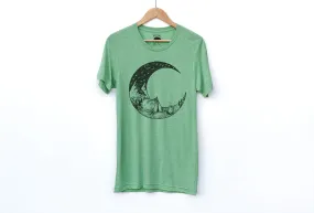 Camping Bonfire Crescent Moon Adult Shirts