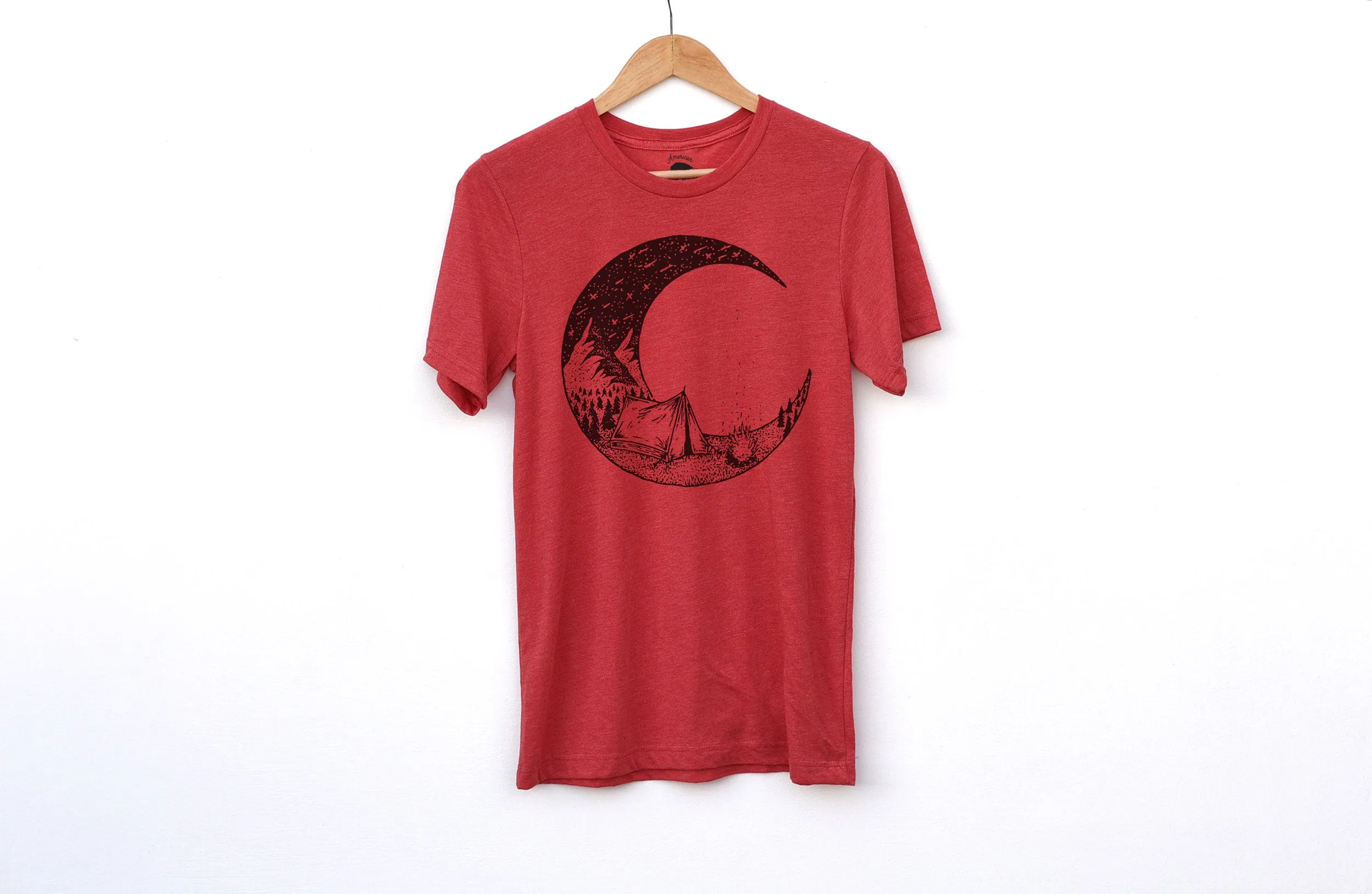 Camping Bonfire Crescent Moon Adult Shirts