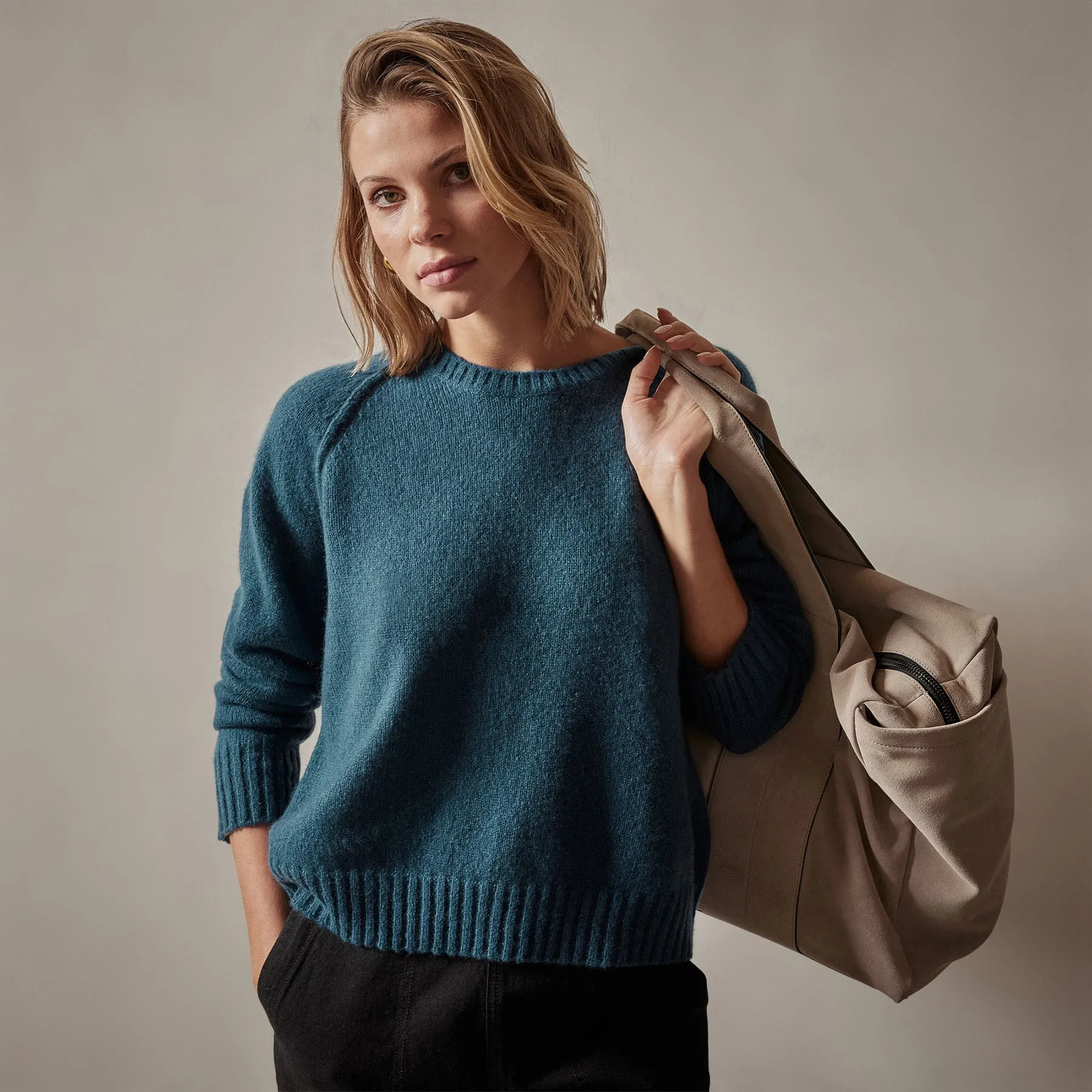 Cashmere Crew Sweater - Teal