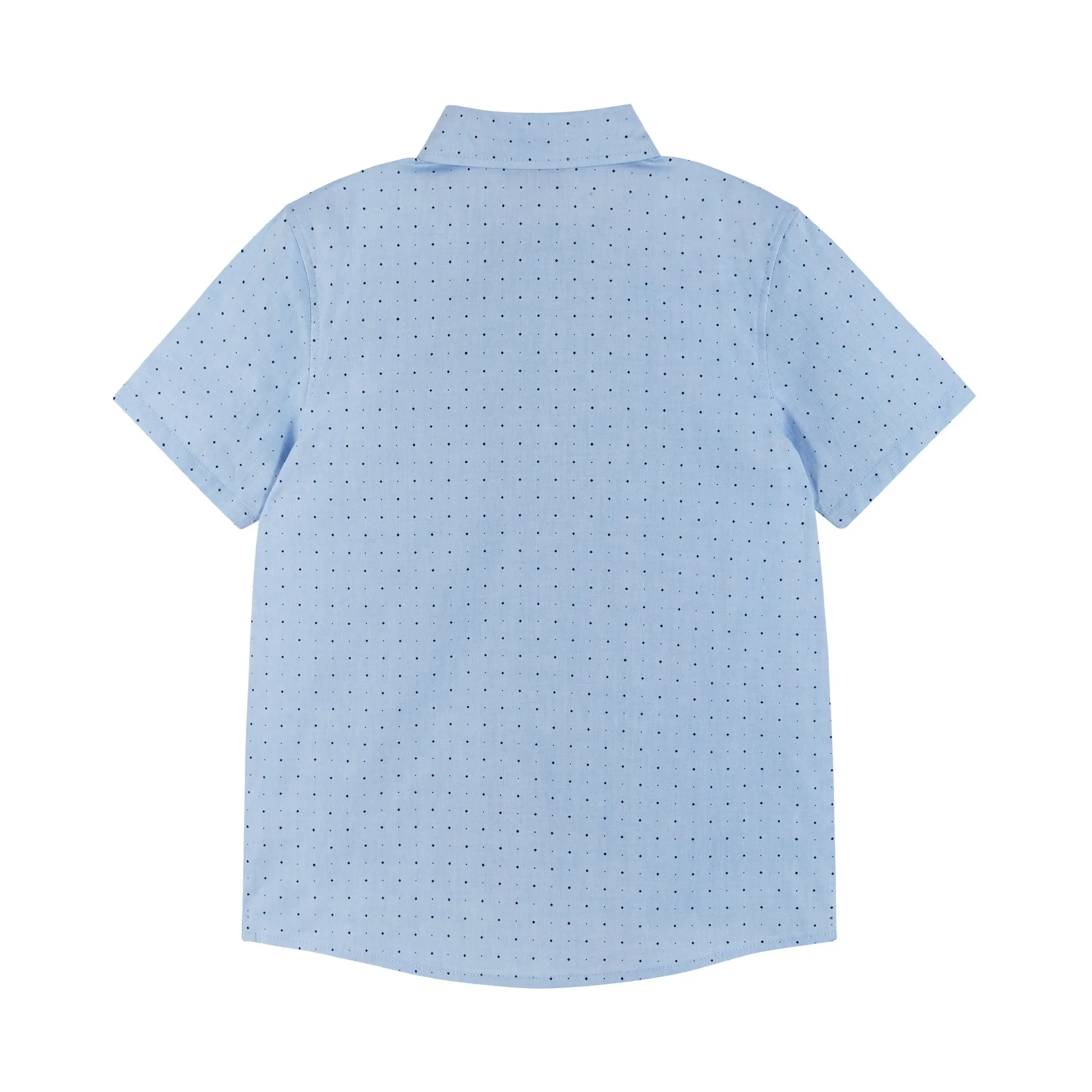 Chambray Short Sleeve Buttondown Shirt (8 - 18 Years) | Light Blue Geometric Print