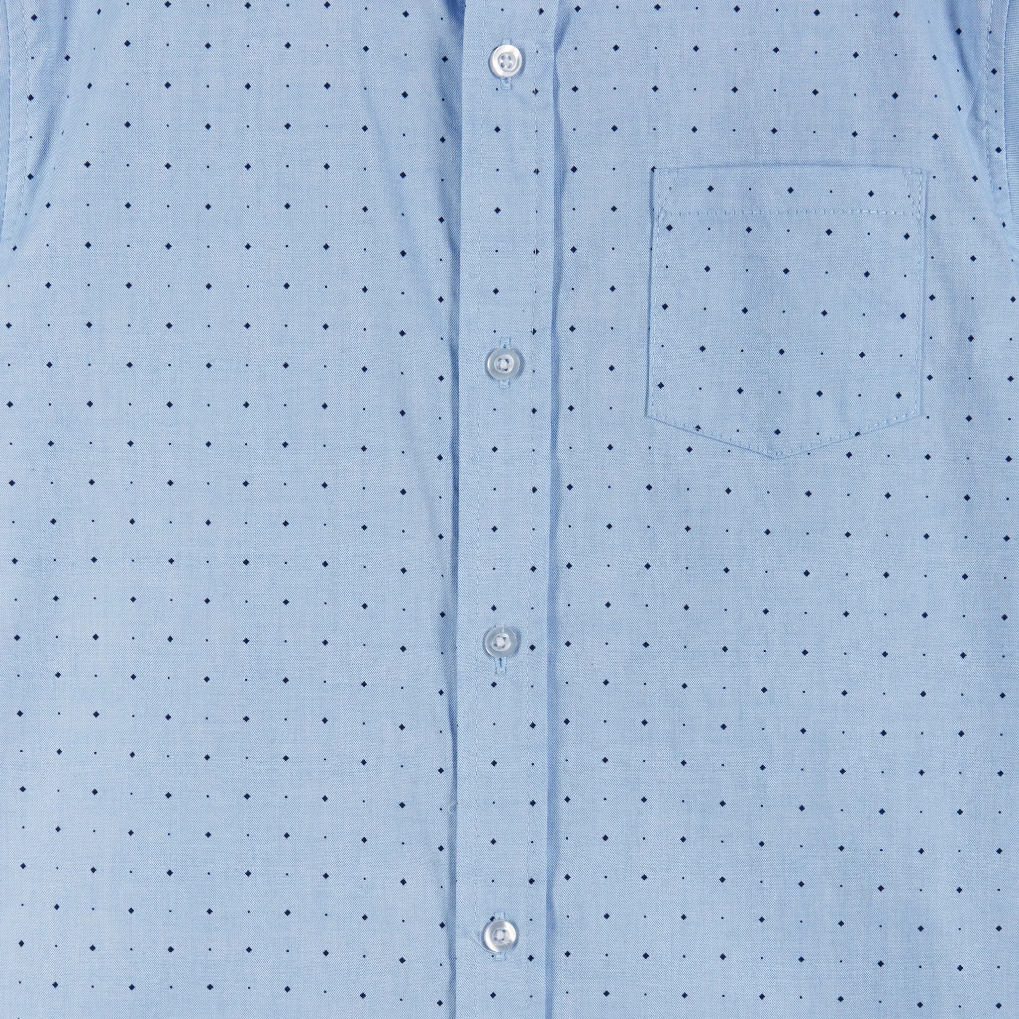 Chambray Short Sleeve Buttondown Shirt (8 - 18 Years) | Light Blue Geometric Print