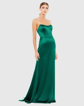 Charmeuse Rhinestone Strap Trumpet Gown