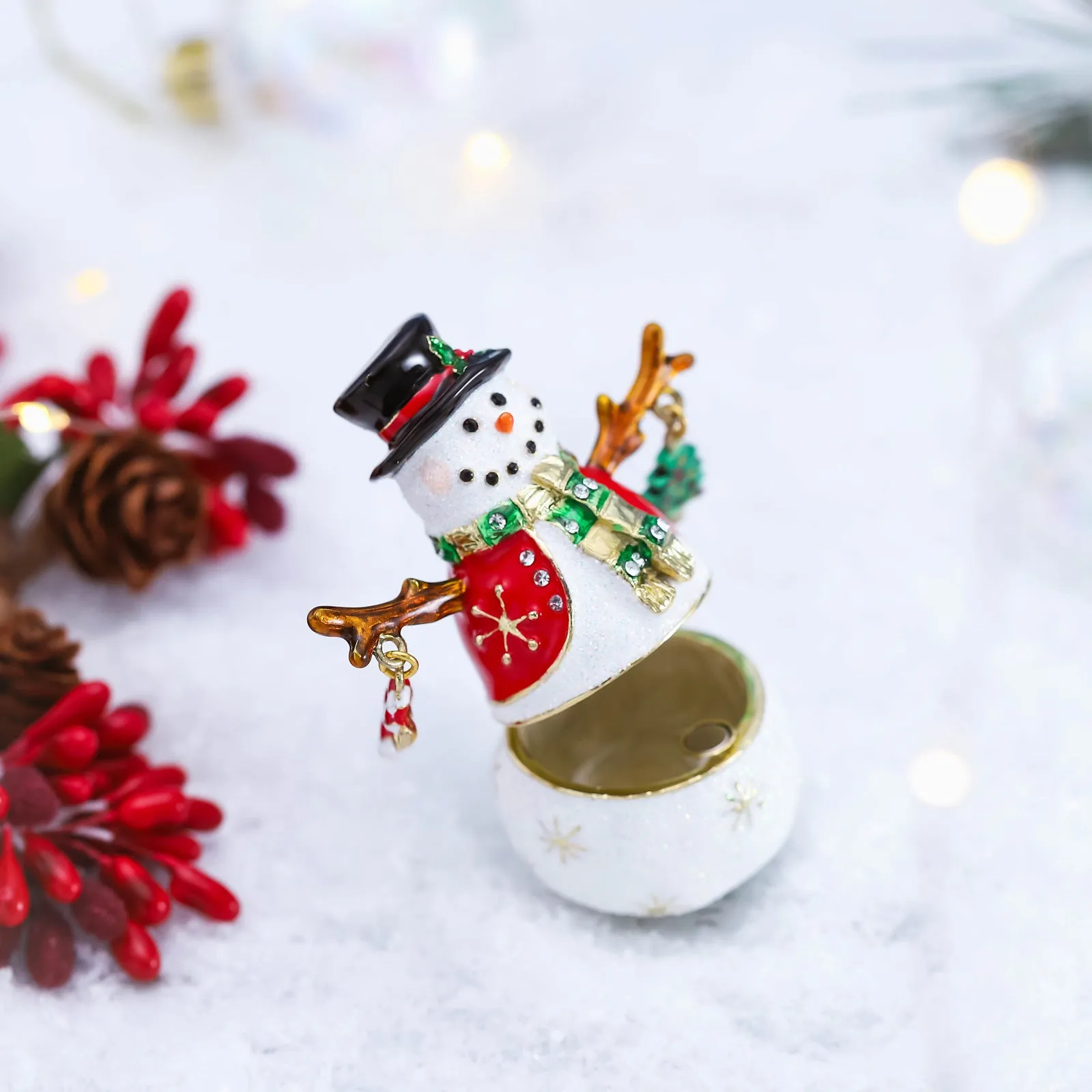 Christmas Snowman Jeweled Trinket Box