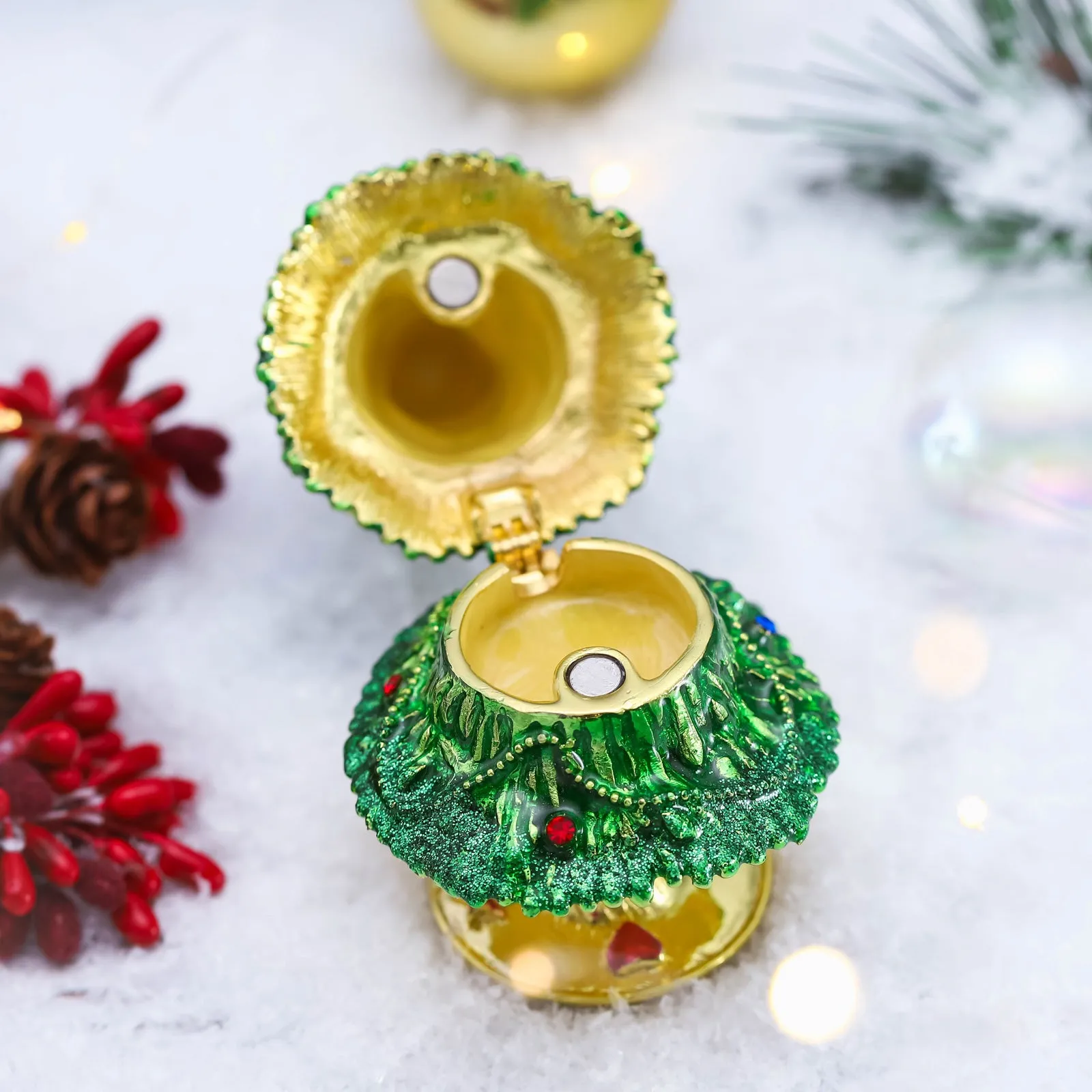 Christmas Tree Jeweled Trinket Box