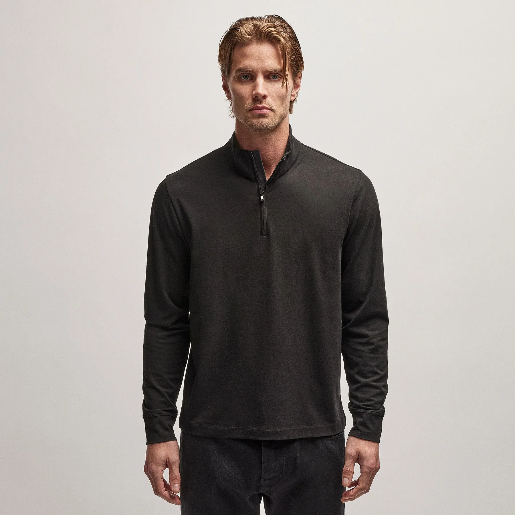 Clean Finish Jersey Half Zip - Black