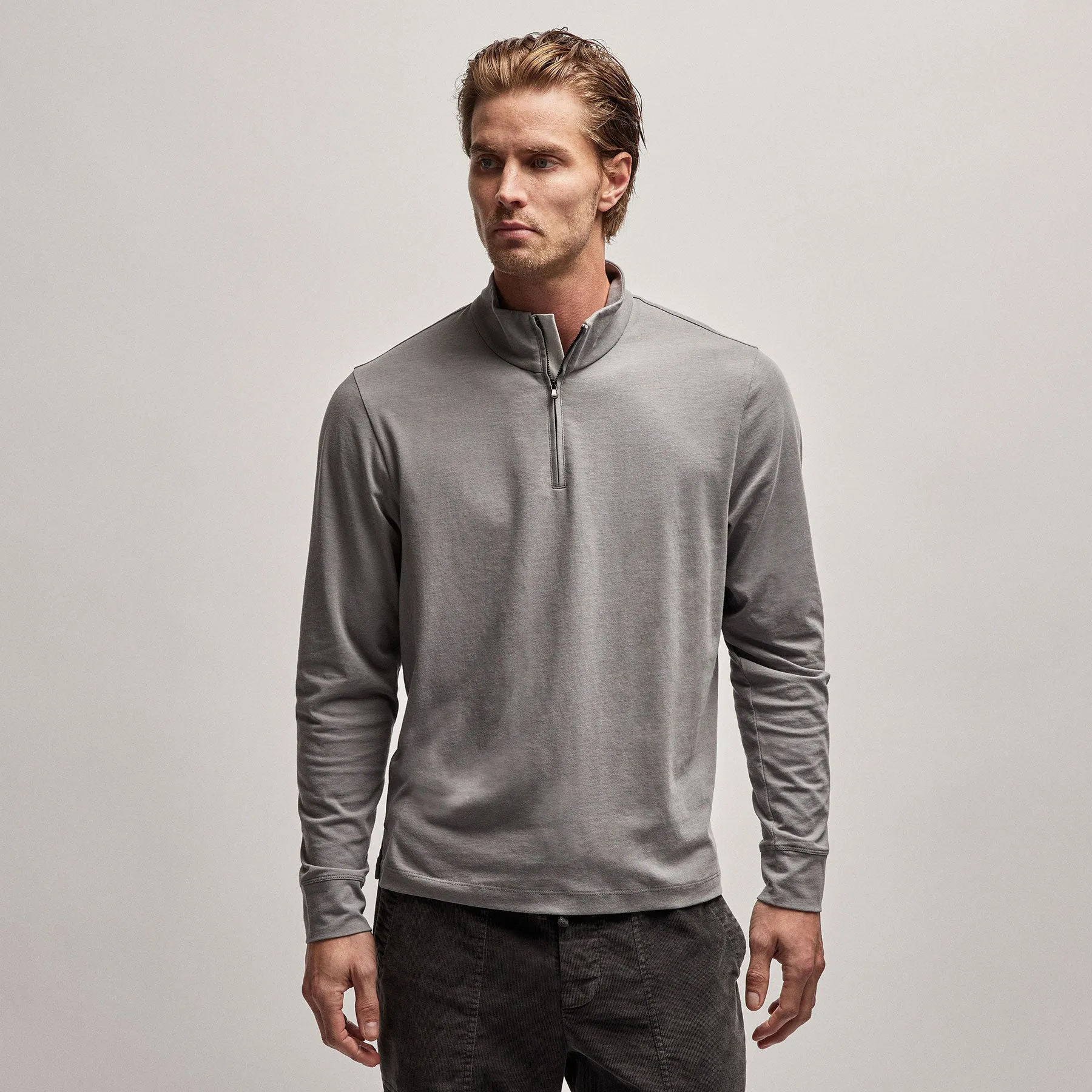 Clean Finish Jersey Half Zip - Silver Grey