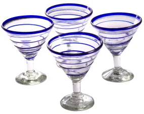 Cobalt Blue Spiral Margarita/Martini - 12 oz - Set of 4