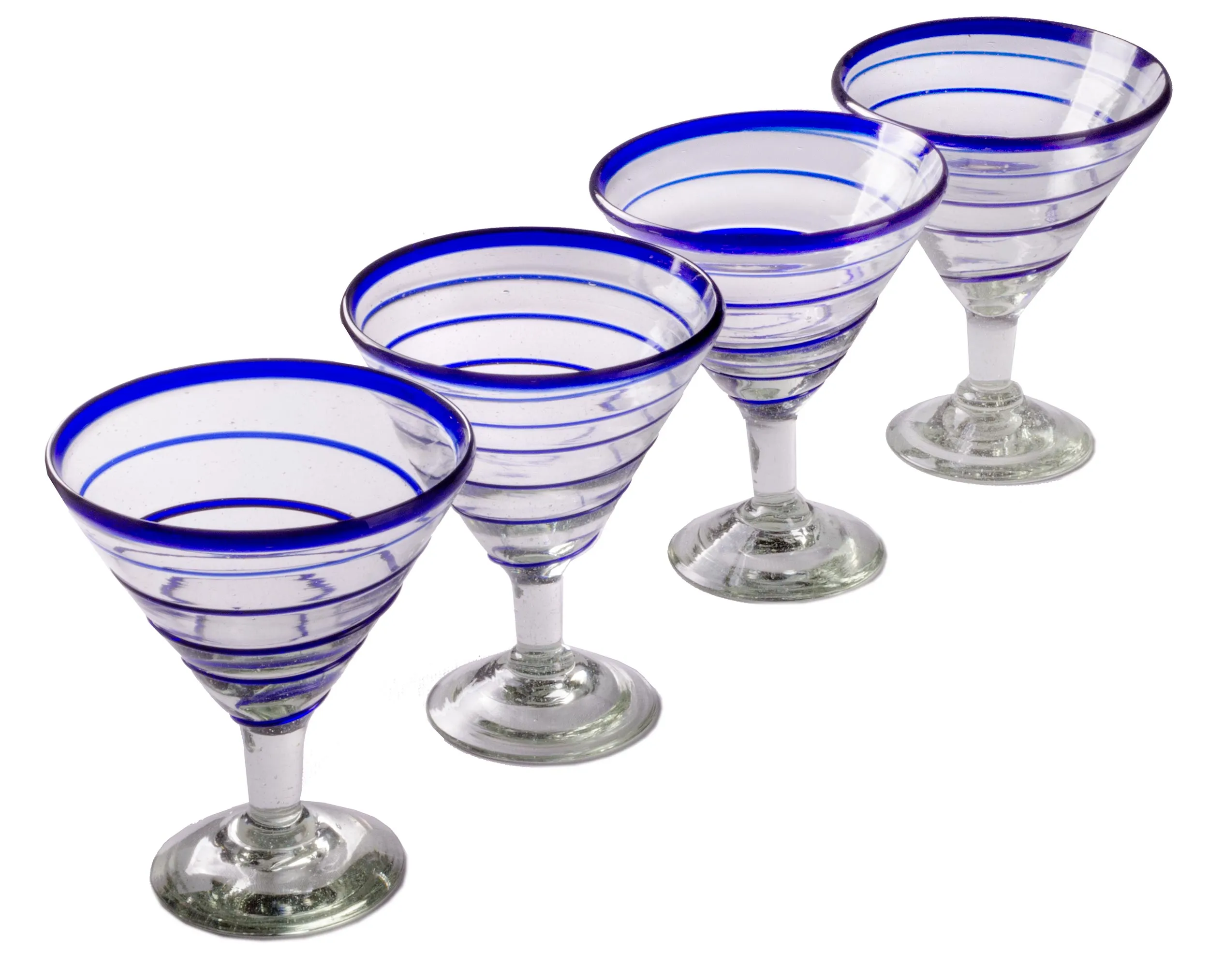 Cobalt Blue Spiral Margarita/Martini - 12 oz - Set of 4