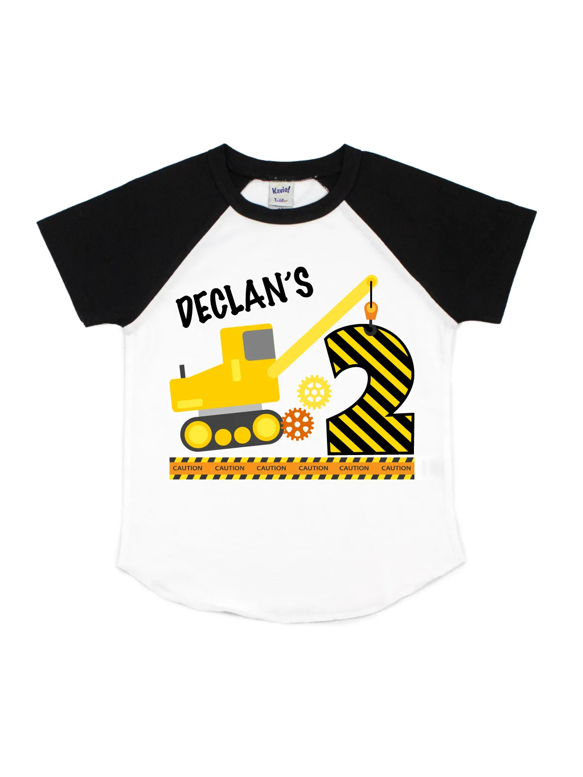 Construction Truck Birthday Raglan - White & Black