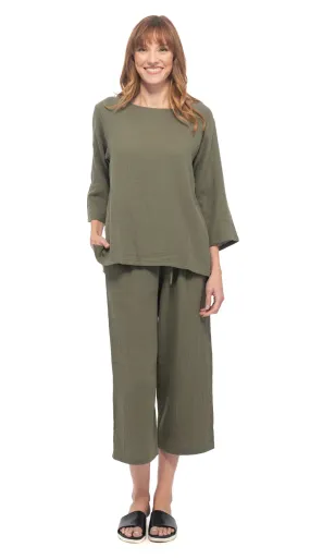 Cotton Gauze Island Top - khaki, pearl