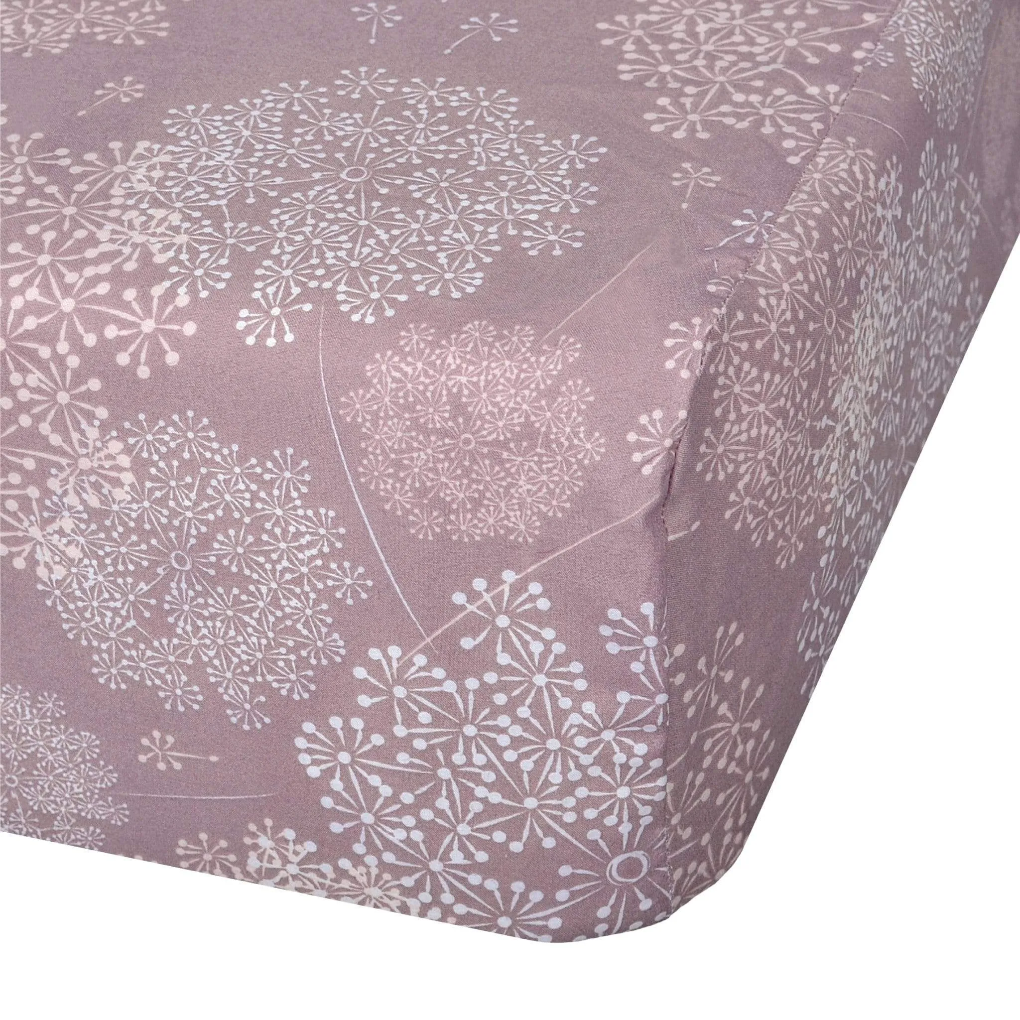 Crib flat sheet - Plum dandelions