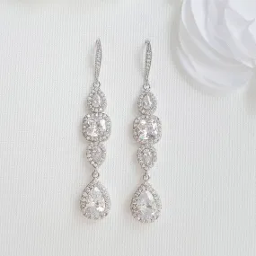 Cubic Zirconia Drop Earrings for Weddings- Gianna