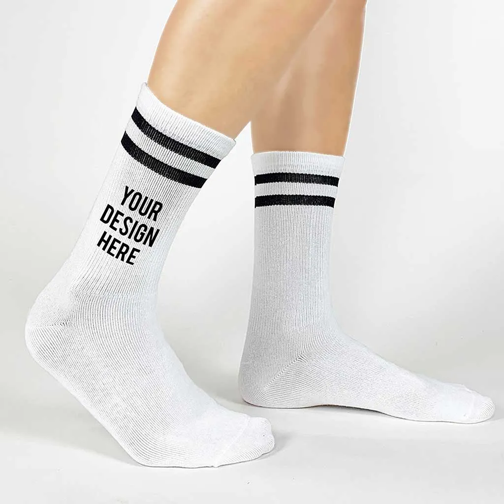 Custom Design Striped Crew Socks - Medium