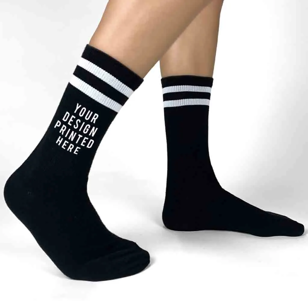 Custom Design Striped Crew Socks - Medium