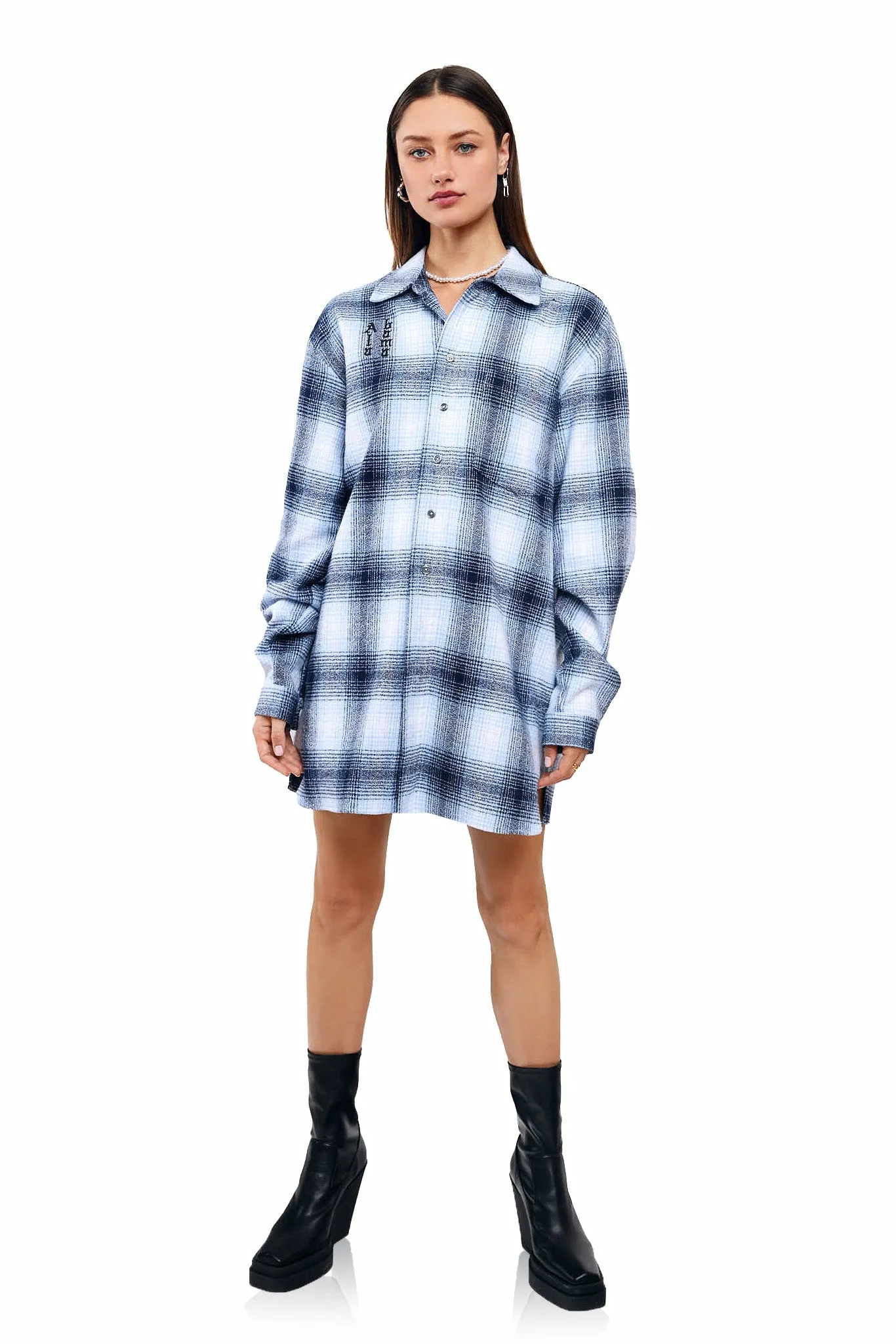 Custom Gothic Font Flannel Oversized Shacket