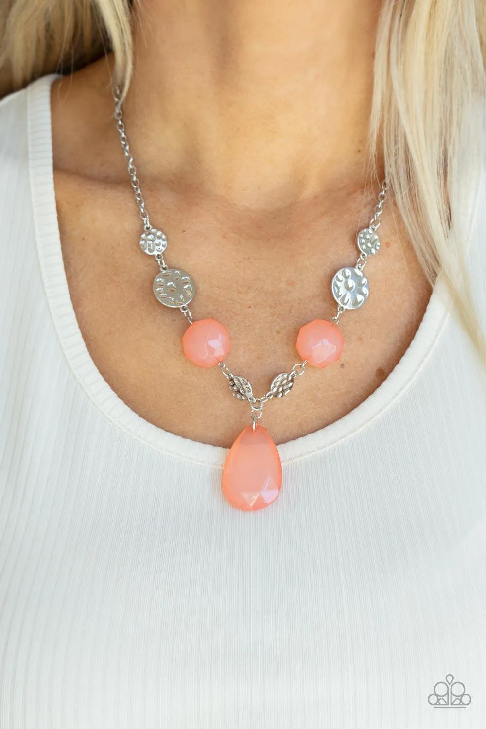 DEW What You Wanna DEW Burnt Coral Necklace - Paparazzi Accessories