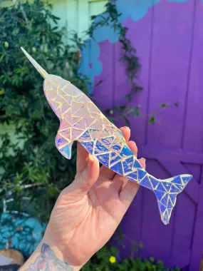 Dichroic glass Mosaic Narwhal