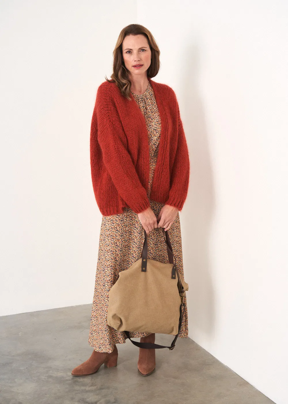 DINA CHUNKY KNIT CARDIGAN - RUST